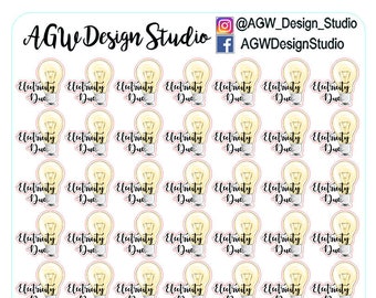 Electric Bill Due - Planner Stickers - Bullet Journal Stickers, Planner Stickers, Scrapbook Stickers - Electric/Utility/Budget Tracker