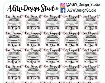 Car Payment Due - Planner Stickers - Bullet Journal Stickers, Planner Stickers, Scrapbook Stickers - Car Payment/Car Note/Budget Tracker