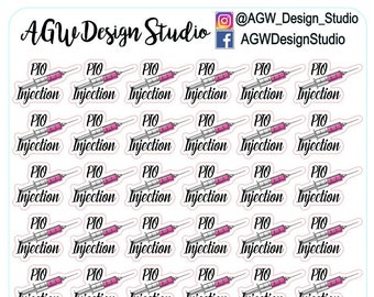PIO Injection - IVF Planner Stickers - Bullet Journal - Scrapbook - Injection/IVF Cycle/Journey/Shots