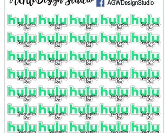 Hulu Streaming Service Bill - Planner Stickers - Bullet Journal Stickers, Planner Stickers, Scrapbook Stickers - Hulu/Budget Tracker