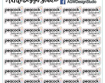Peacock Streaming Service Bill - Planner Stickers - Bullet Journal Stickers, Planner Stickers, Scrapbook Stickers - Peacock/Budget Tracker