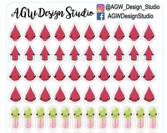 DISCONTINUED: Period Tracker/Pill Reminder - Bullet Journal Stickers, Planner Stickers, Scrapbook Stickers / Period Tracker / Pill Reminder