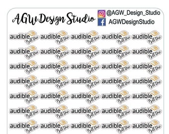 Audible Streaming Service Bill - Planner Stickers - Bullet Journal Stickers, Planner Stickers, Scrapbook Stickers - Audible/Budget Tracker
