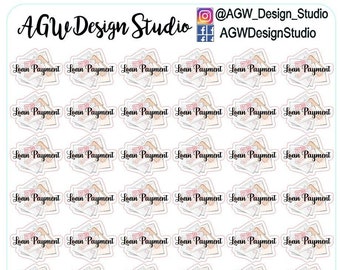 Loan Payment - Planner Stickers - Bullet Journal Stickers, Planner Stickers, Scrapbook Stickers - Loan Payment / Monthly /Budget Tracker