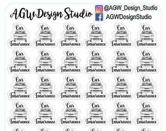 Car Insurance Payment - Planner Stickers - Bullet Journal Stickers, Planner Stickers, Scrapbook Stickers - Car Insurance/Budget Tracker