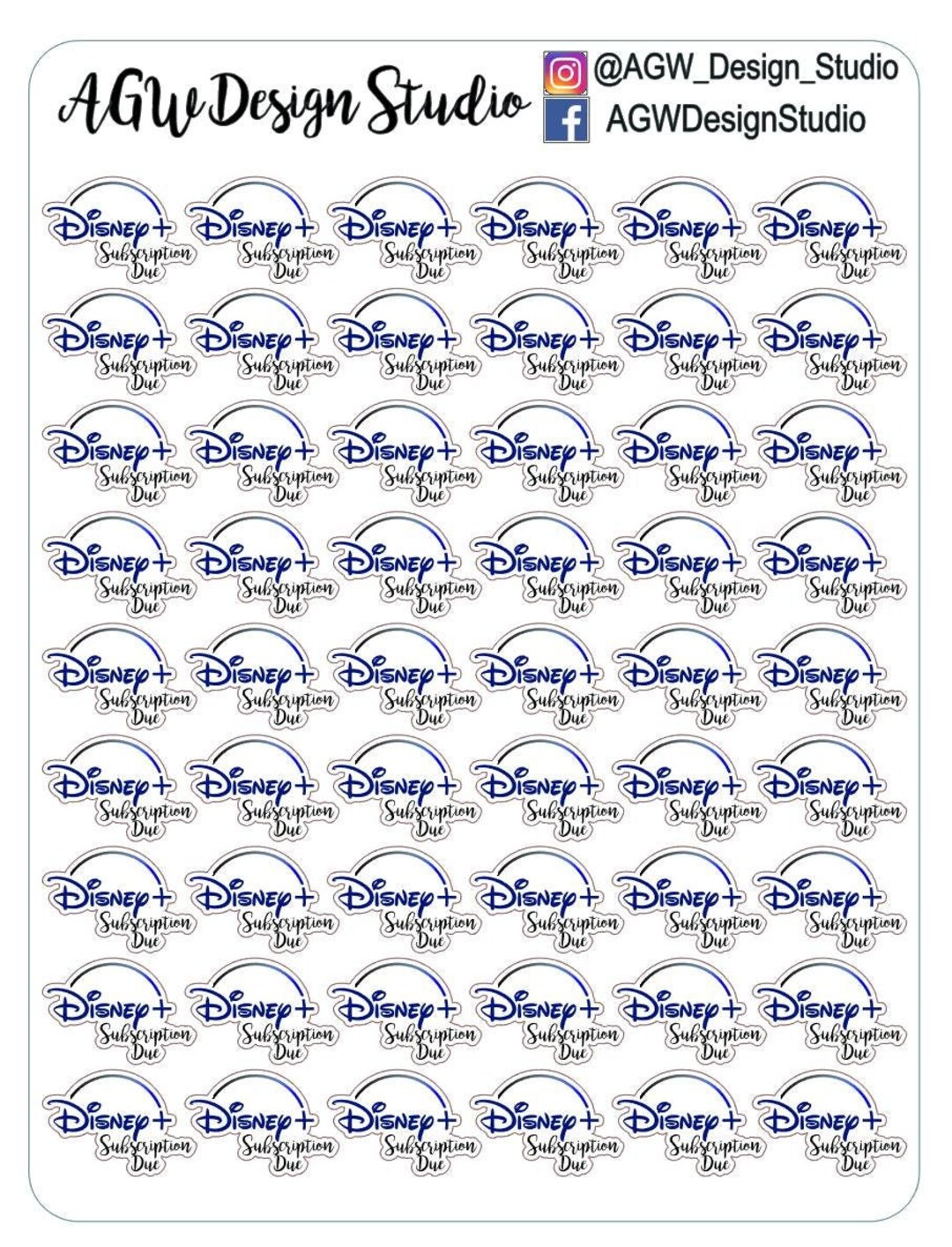Disney+ Streaming Service Bill - Planner Stickers - Bullet Journal ...