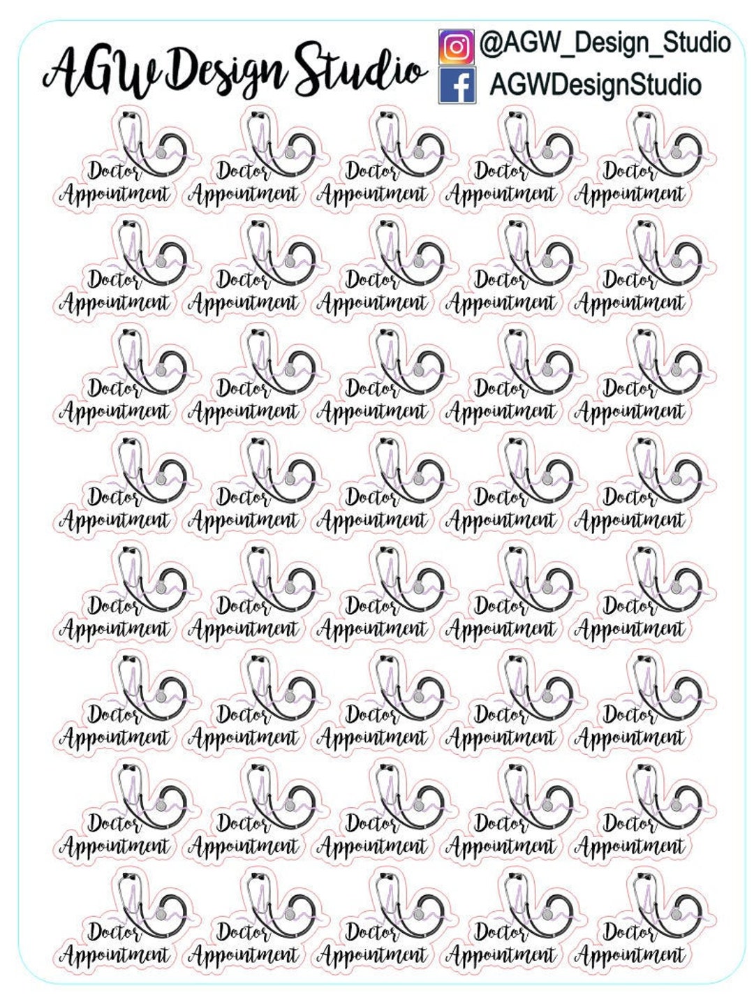 Doctor Appointment Sticker Sheet Planner Stickers Doctor Appt Bullet