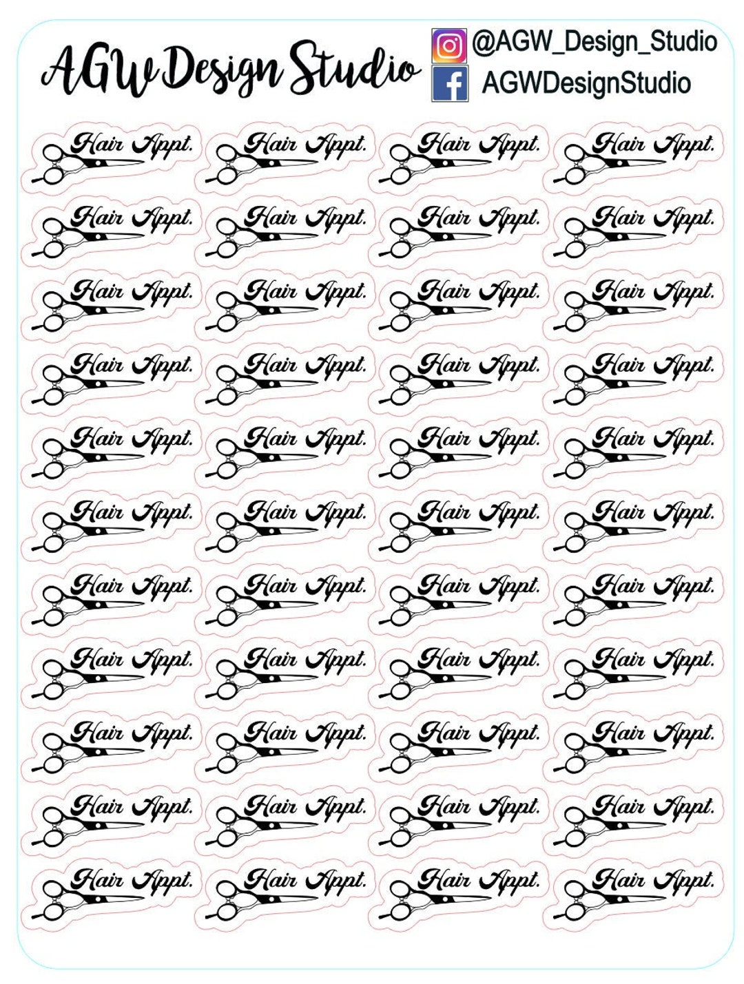 Hair Appointment Reminder Custom Planner Stickers Planner Stickers Hair Dresser / Salon / Beauty