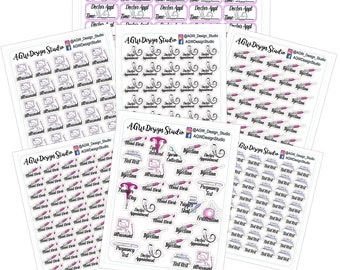 IVF Journey Pack - Planner Stickers - Injection/Blood Work/Bed Rest/Doctor Appointment/Ultrasound/IVF Cycle - Bullet Journal - Scrapbook