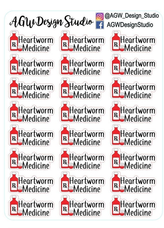 Heartworm Medication Reminders Custom Planner Stickers Planner