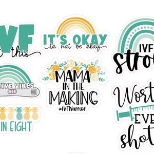 IVF Sticker Set - IVF Journey/Warrior/Worth every shot/IVF Strong/Positive Vibes/One in eight - Scrapbook - Bullet Journal