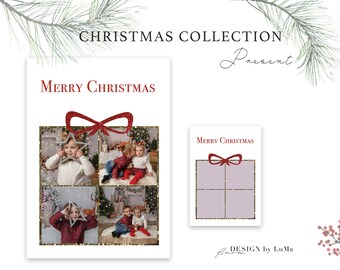 Colección navideña, regalo, plantilla digital de collage, plantilla digital de Photoshop, collage de fotos