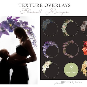 Photoshop Painterly Floral Rings Overlays, Digital Overlays, Maternity Digital Overlay, Maternity Background, Overlays for Photoshop