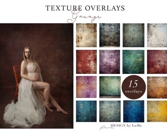 Colección de 15 superposiciones digitales Grunge, sesión de maternidad, fondos digitales, superposiciones digitales de Photoshop, texturas digitales