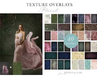 Textura digital de Photoshop, textura digital floral, superposiciones de fondos, 40 superposiciones digitales, textura para Photoshop, fondo digital