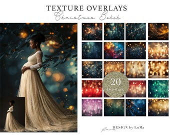 Superposiciones digitales con efecto bokeh navideño, superposiciones digitales de Photoshop, fondo digital, colección navideña