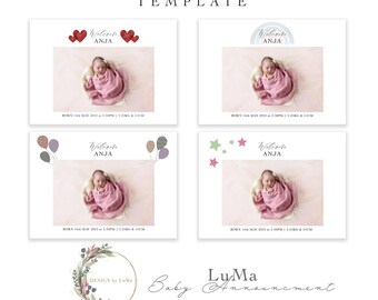 Anuncio de bebé digital, plantilla de Photoshop, plantilla digital