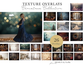 Colección LuMa de 26 fondos navideños, fondo digital, fondo digital de Photoshop, superposición