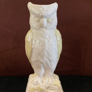 Vintage Belleek Owl vase