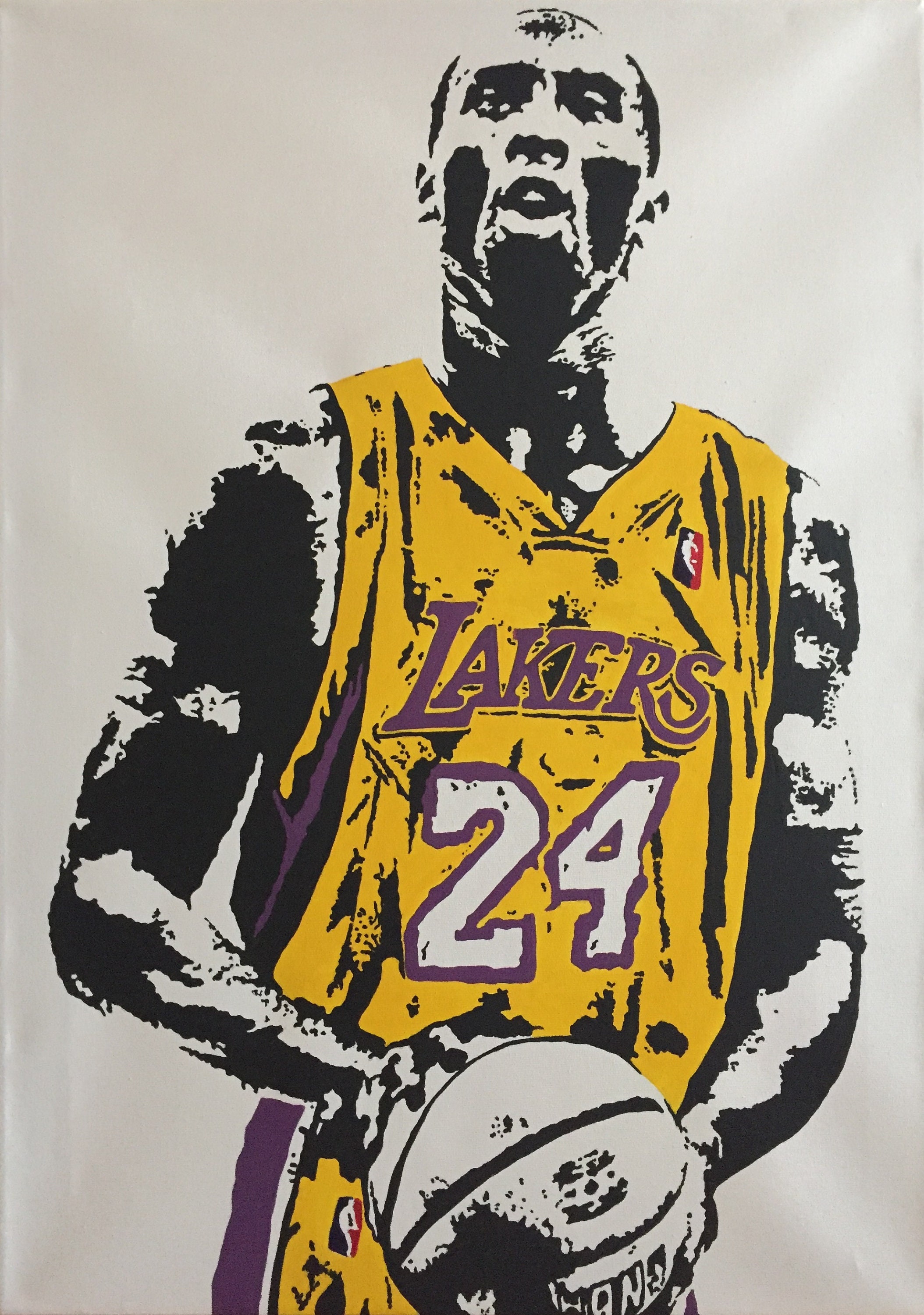 Hand - Painted Kobe Bryant Pop Art Acrylic Canvas