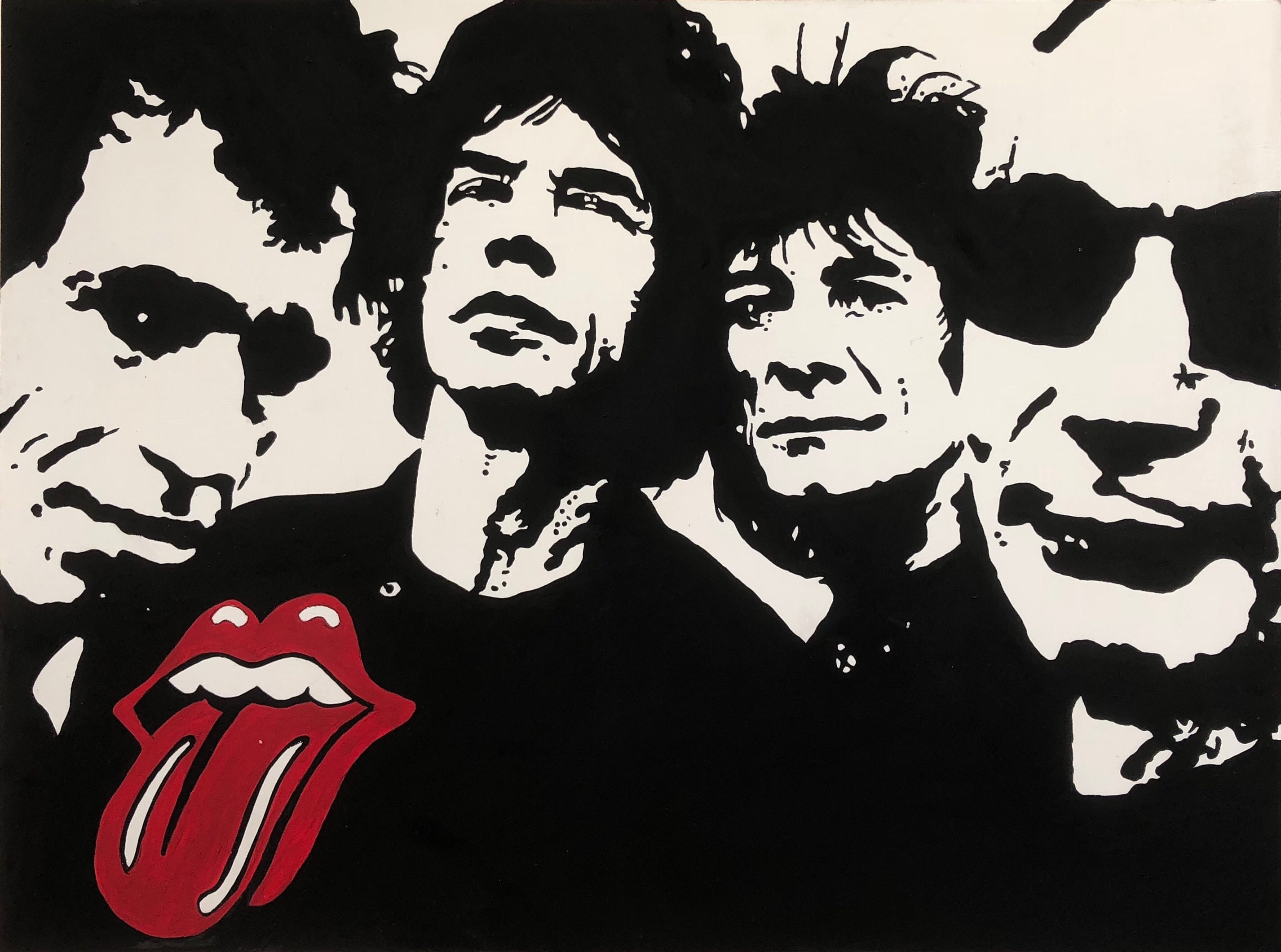 THE ROLLING STONES Modern Picture Hand Painted Pop Art Style - Etsy