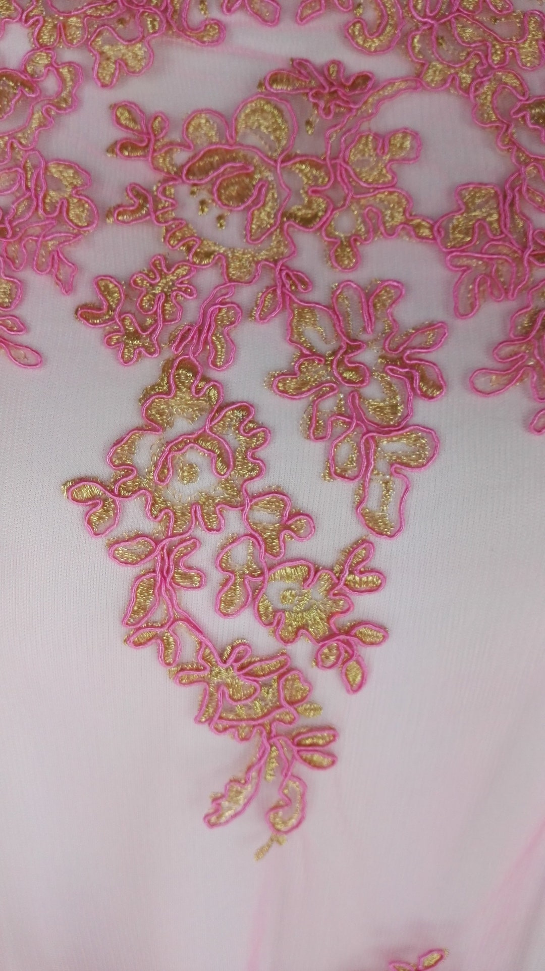 Fabric Rose And Gold Lace Tulle Formal Wedding Embroidery For