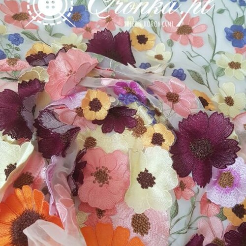 Red 3D Flower Lace Fabric Embroidered Lace Fabric Illusion Etsy