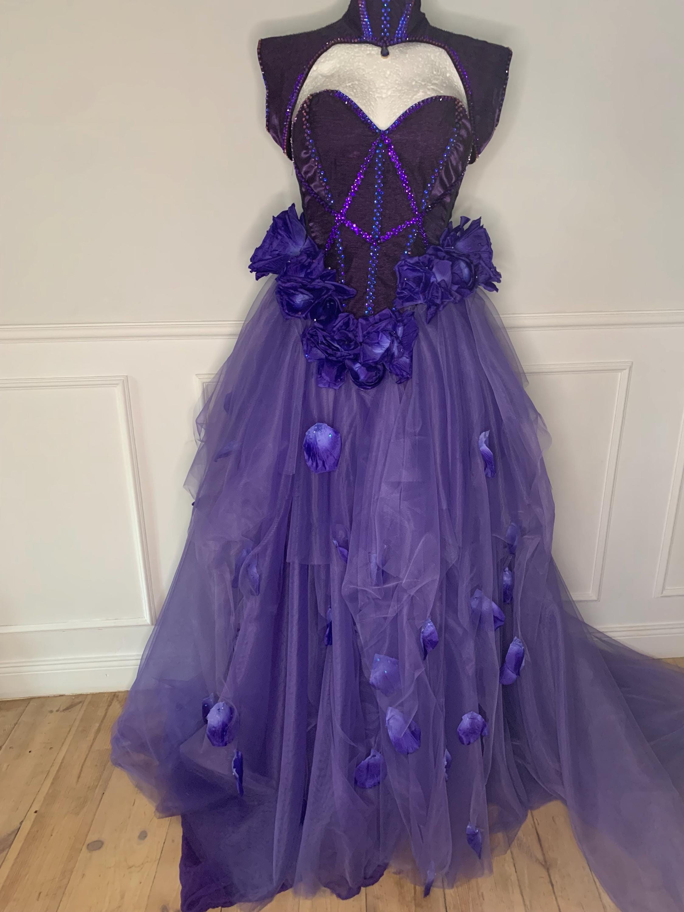 purple choker dress Annabelle Purple Off Shoulder Ruched Maxi Dress with Twist Front, M / Purple