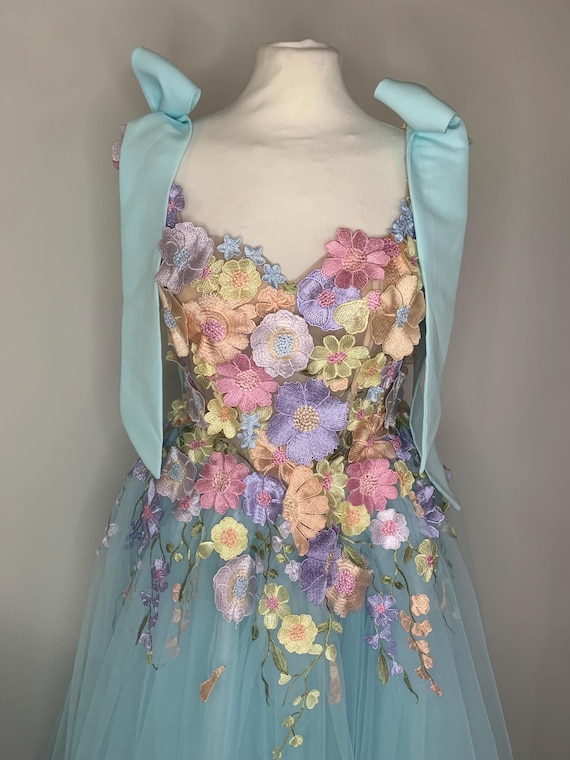 slim fit dress slacks Pastel Floral Jacquard Bow Ball Gown Prom Dress – JC002 – Viniodress main image 0
