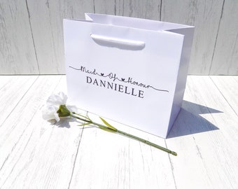 Maid Of Honor Gift Bag, White And Black Maid Of Honour Gift Bag, Maid Of Honour Gift Bag, Bridesmaid Gift Bag, Bridal Party Gift Bag