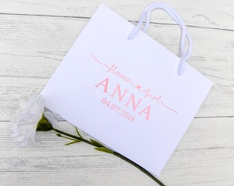 Flower Girl Gift Bag, Wedding Gift Bags, Personalised Wedding Gift Bags, Bridal Party Gift Bags, Rose Gold Gift Bag, Bridesmaid Gift Bag