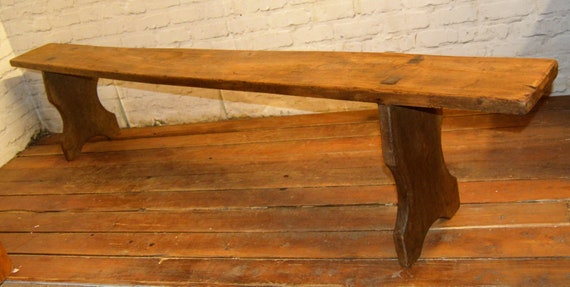 Rustic Farmhouse Oak Victorian Bench Wooden Kitchen Antique Vintage Retro Chair Seating Industrial