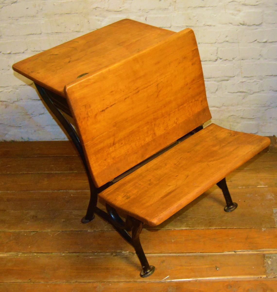 School Desk Chair Antique Bench Wooden Kitchen Childs Metal Etsy