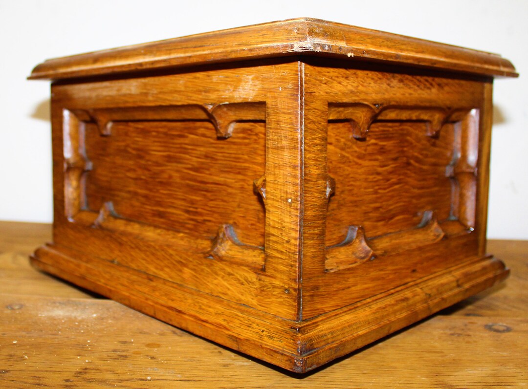 Church Victorian Oak Donation Antique Storage Box Drawer Etsy