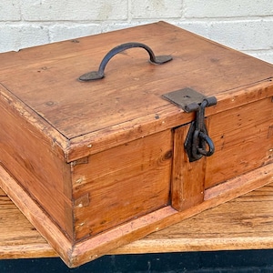 Vintage pine box cabinet industrial antique vintage letter press haberdashery storage drawer kitchen