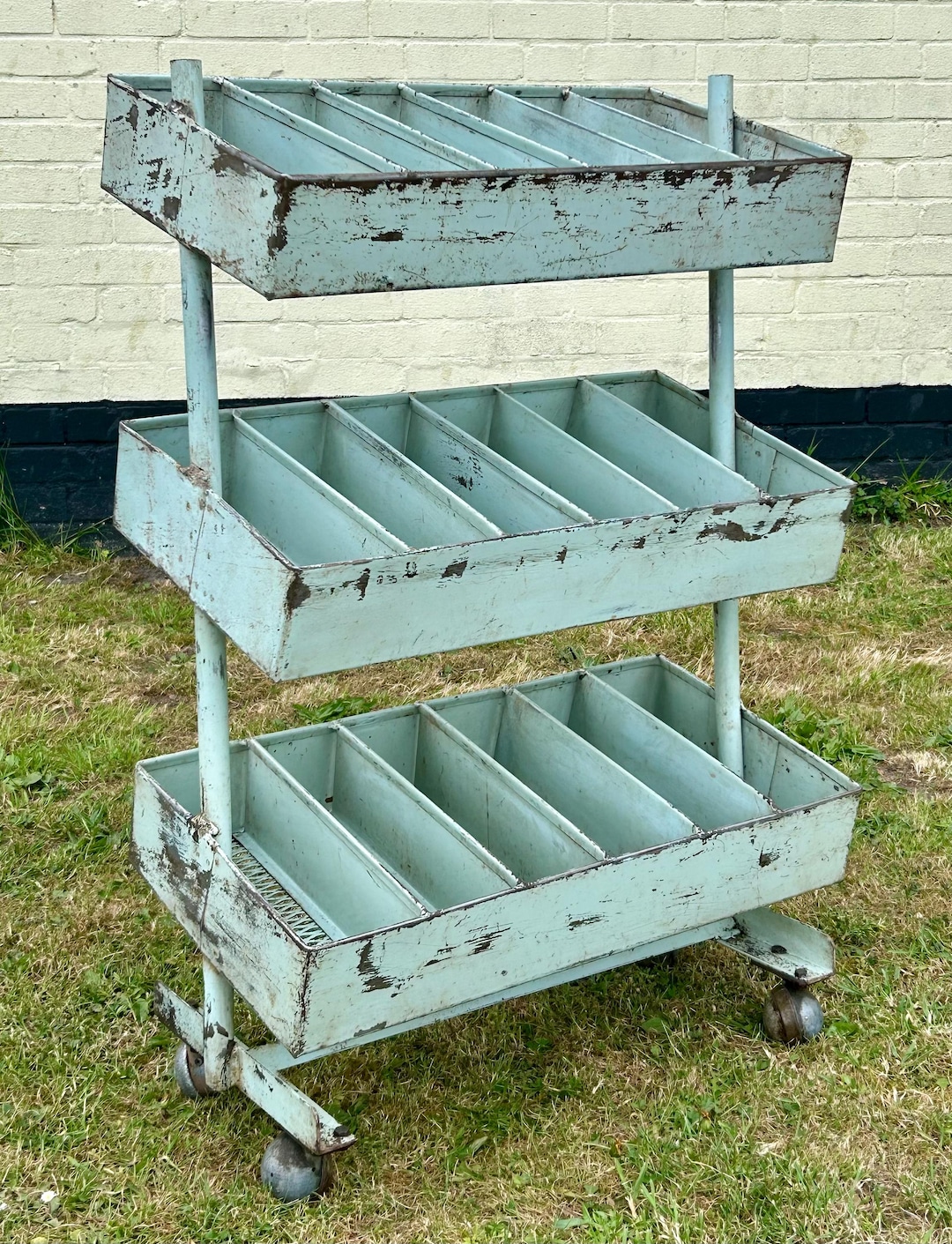 Industrial Factory Shelving Unit Trolley Cabinet Storage Metal Vintage ...