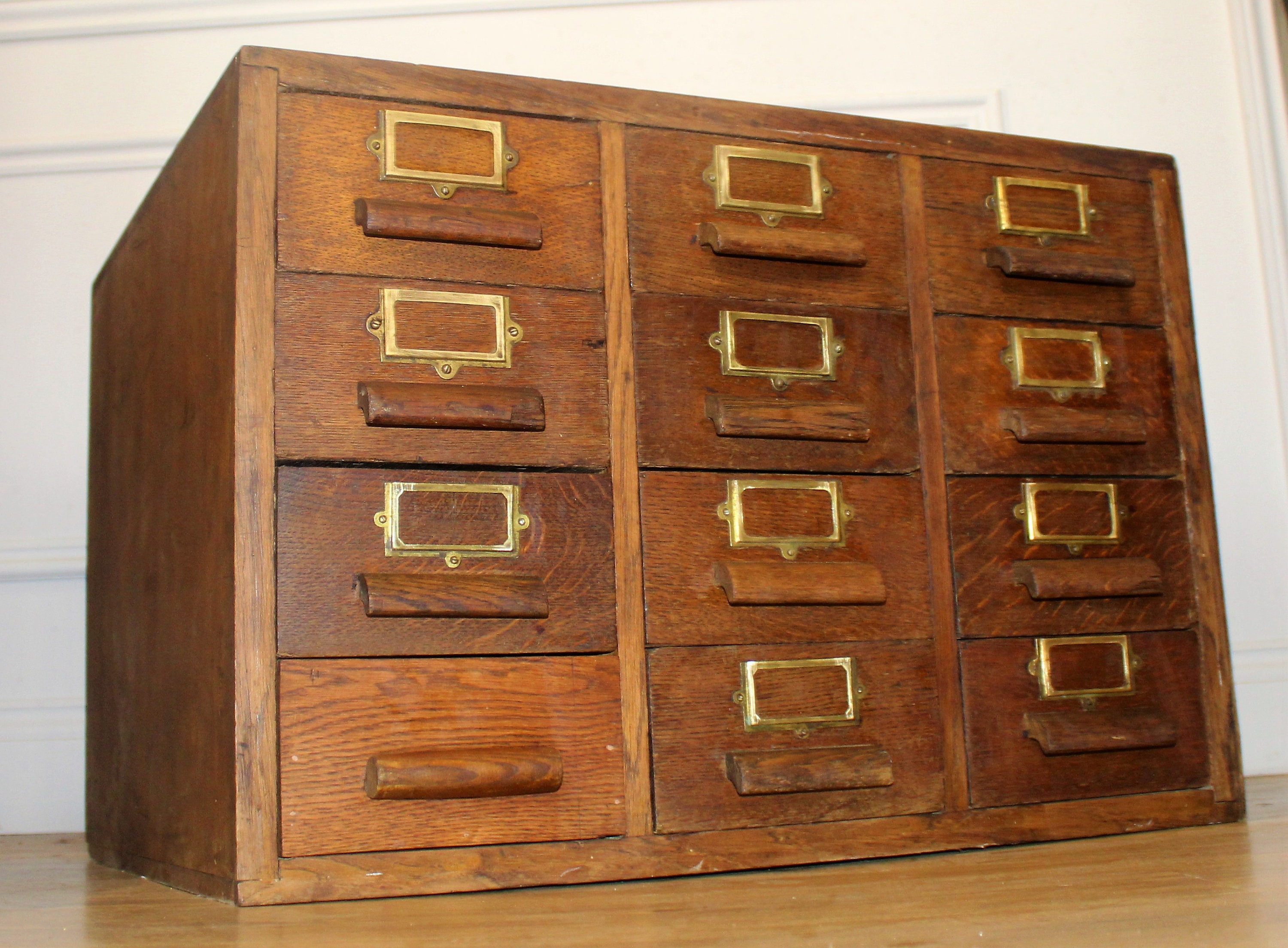 1950s Oak Twelve Drawer Cabinet Card Index Holder Industrial - Etsy Israel