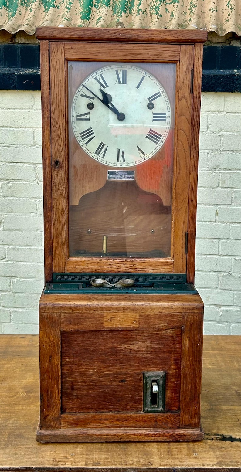 Vintage Gensign Clocking in Machine Clock Antique Industrial Decor ...