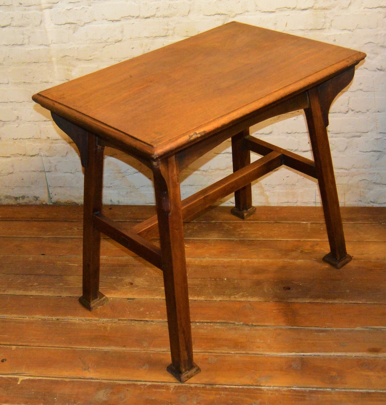 Arts And Crafts Antique Side Table Vintage Wooden Victorian Period Hall Desk Rustic Farmhouse Industrial Office Writing