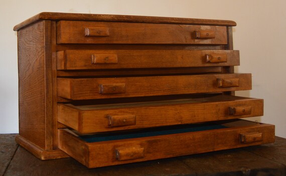 1940s Oak Five Draw Antique Sewing Cabinet Drawer Cupboard Etsy image 0 - 1940s Oak Five Draw Antique Sewing Cabinet Drawer Cupboard Etsy