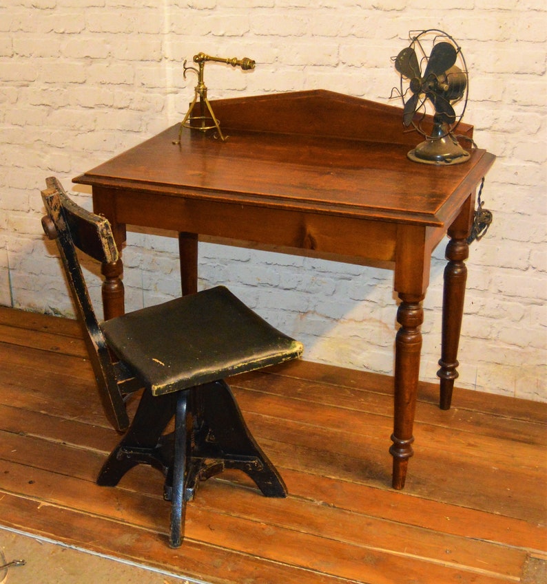 Antique Side Table Desk Vintage Rustic Farmhouse Industrial Office Victorian Console Writing Retro Wooden Old