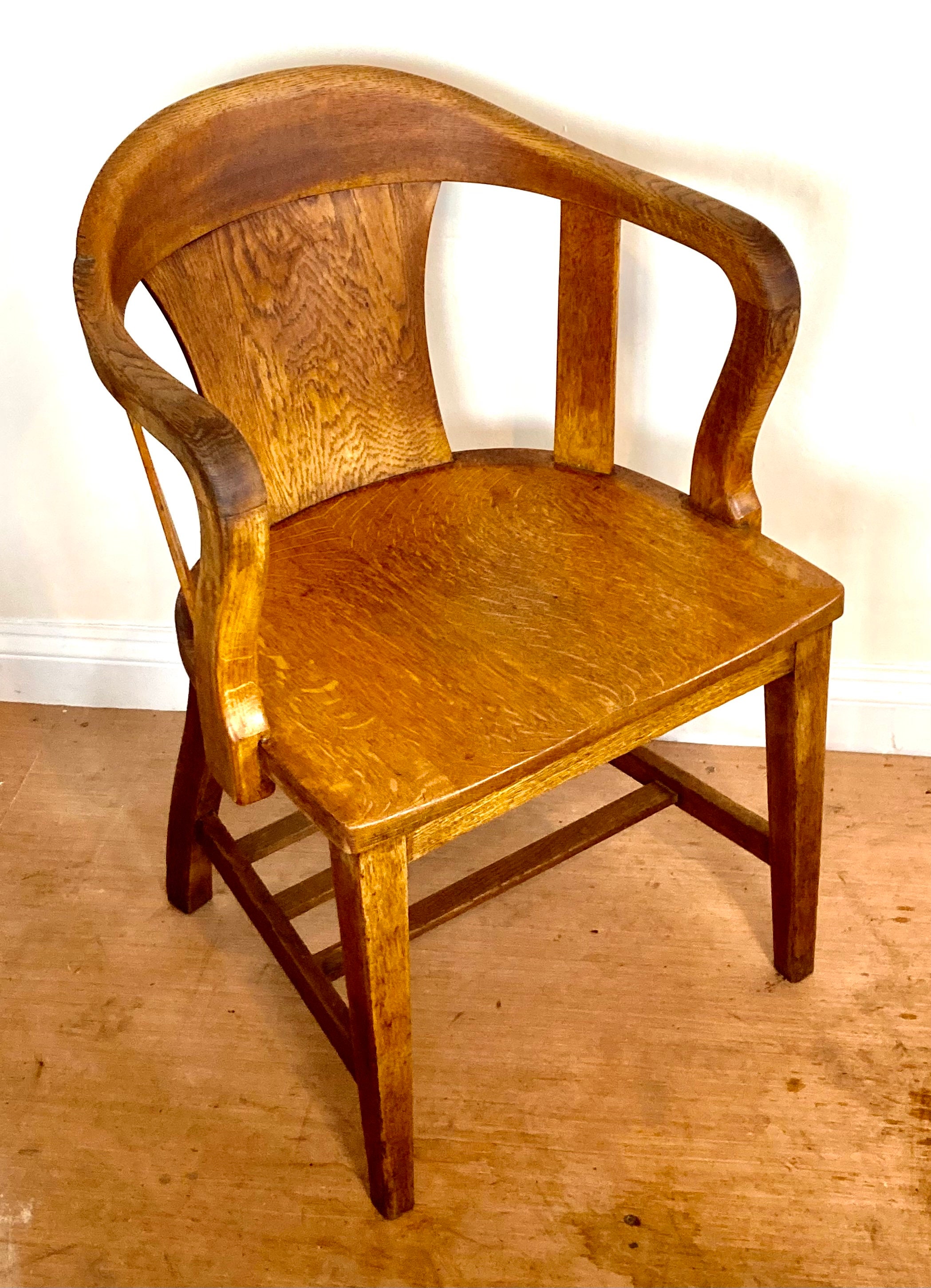 Antique Oak Captain Desk Chair Wooden Desk Vintage Seating Carver Armchair Windsor Swivel Office Etsy