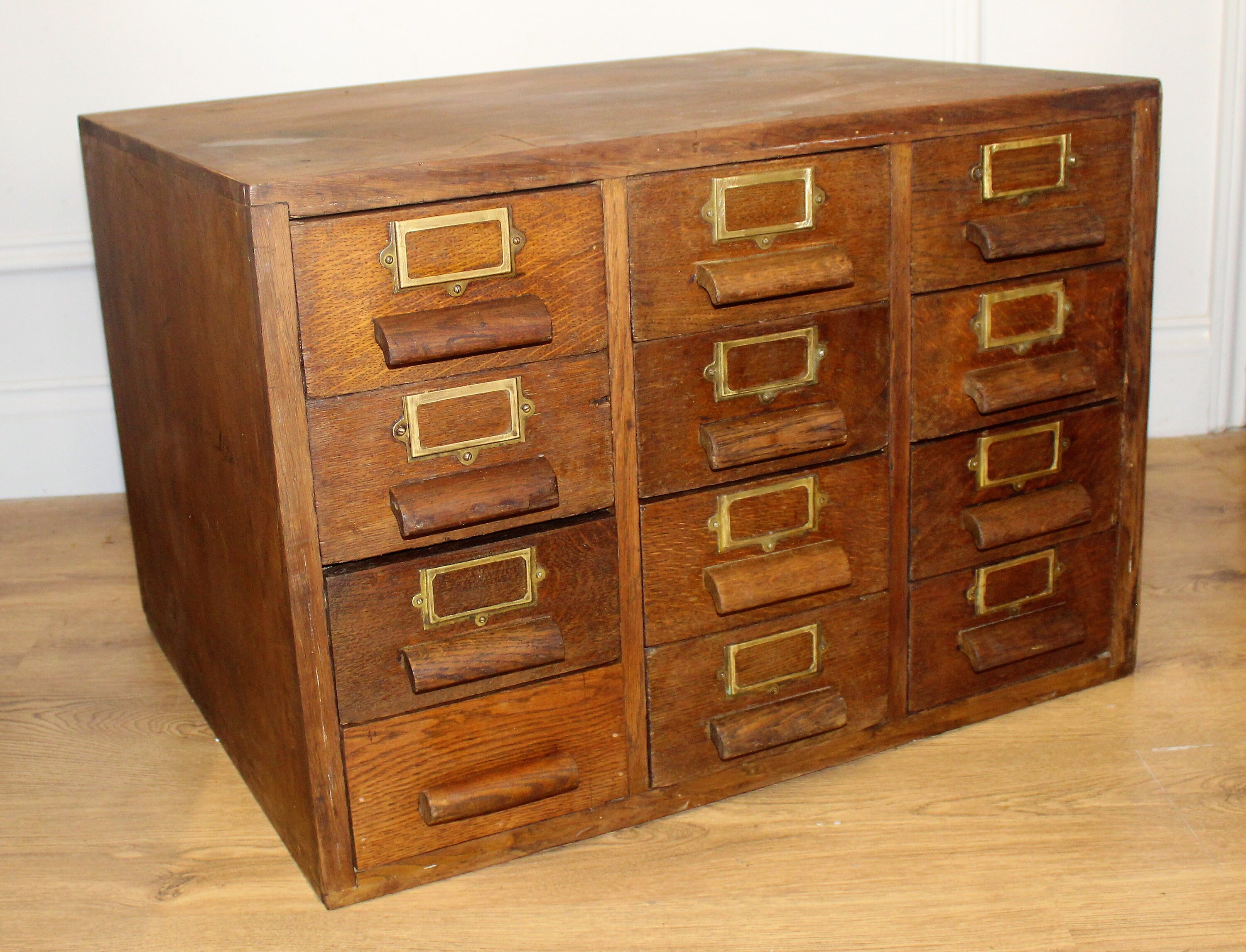 1950s Oak Twelve Drawer Cabinet Card Index Holder Industrial - Etsy Norway