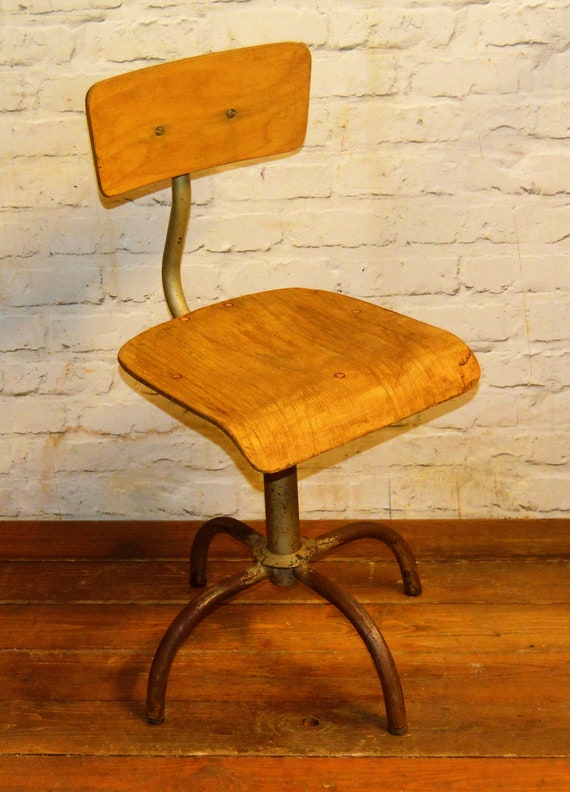 Industrial Swivel Office Chair Metal Vintage Retro Antique Etsy