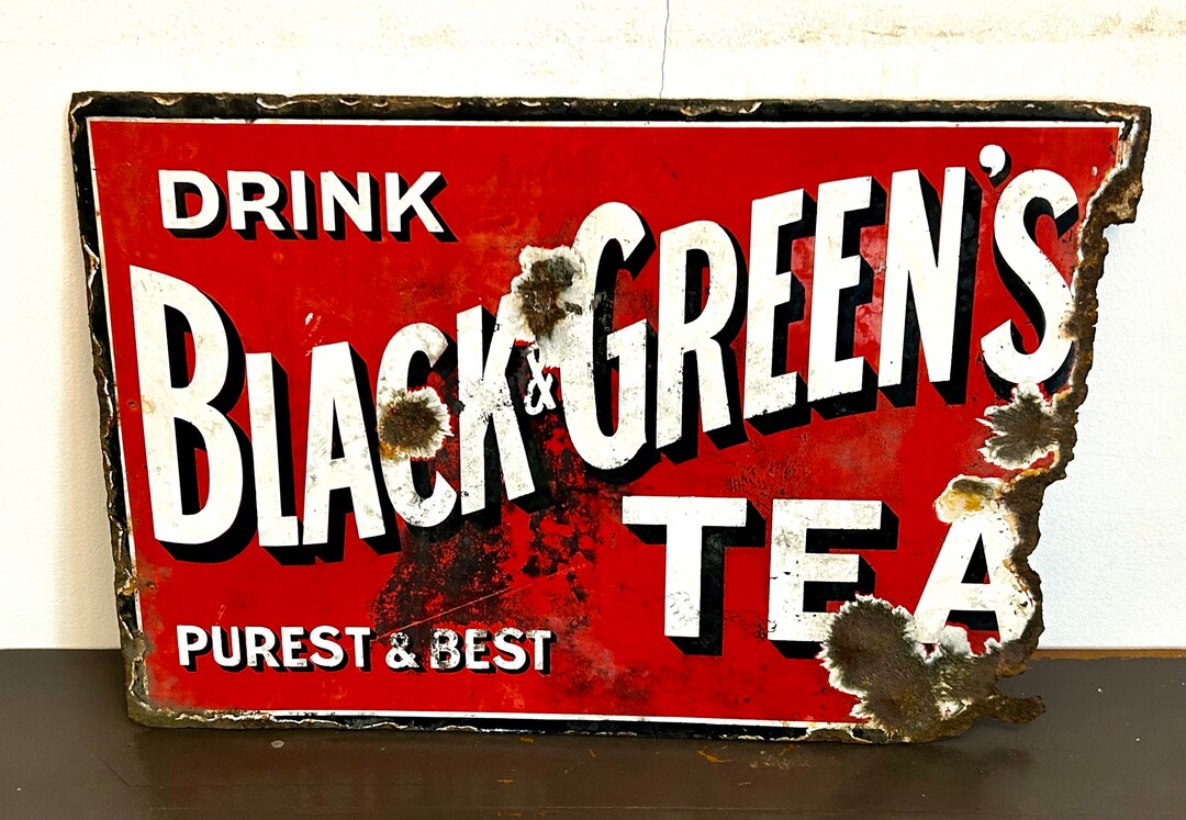 Black & Green's Tea Enamel Sign Original Advertising Mancave Pub Garage ...