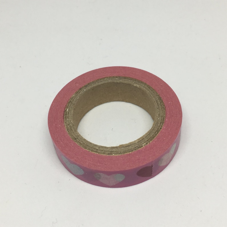 Hearts Washi Tape Adhesive Red Washi Tape Decorative Tape Gray and Pink Washi Tape