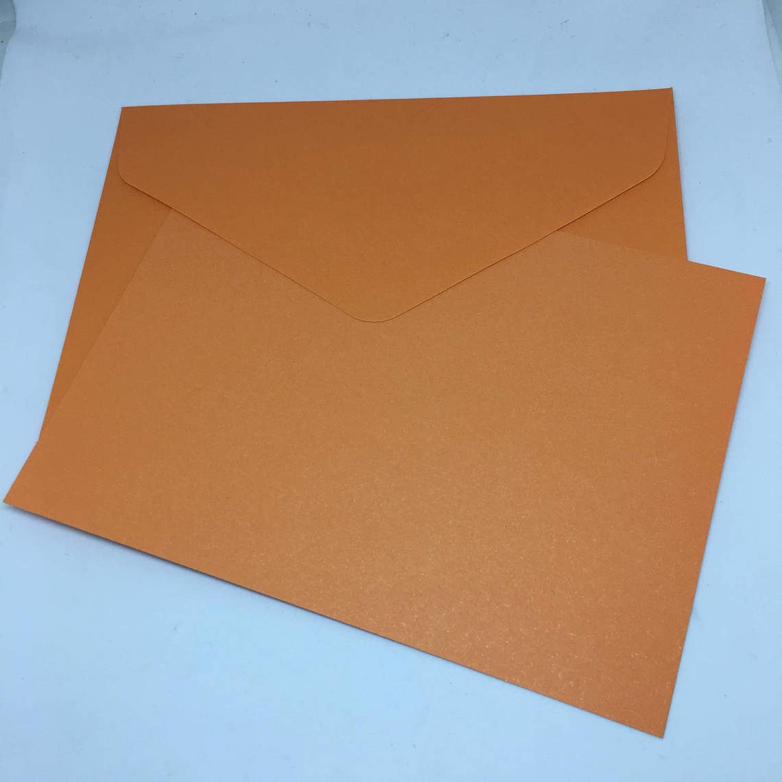 Orange Envelope and Flatcard Set / Card Stock / Card Making / Etsy