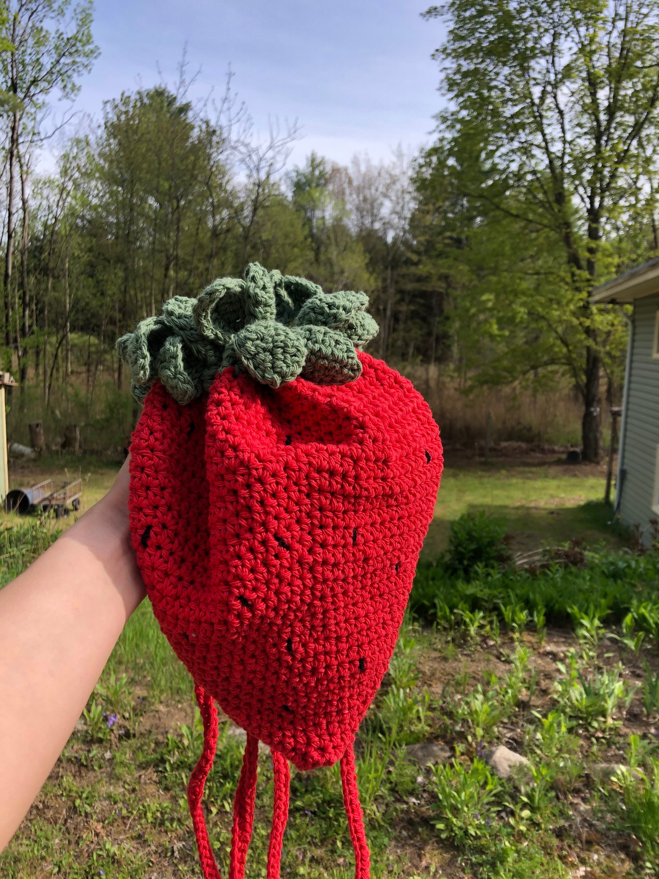 strawberry crochet backpack