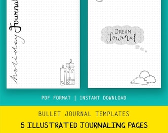 Bullet Style Journal Templates | Printable Meal Planner Pages | Dream Journal Insert | 2024 Holiday Diary | Digital Bujo | Agenda Refill