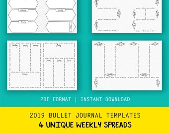 Printable Bullet Style Journal Weekly Spread Layouts | 2024 Bujo Starter Kit